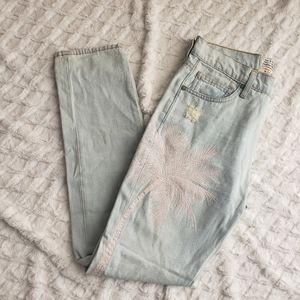 Sandrine Rose Embroidered Palm Tree  Jeans